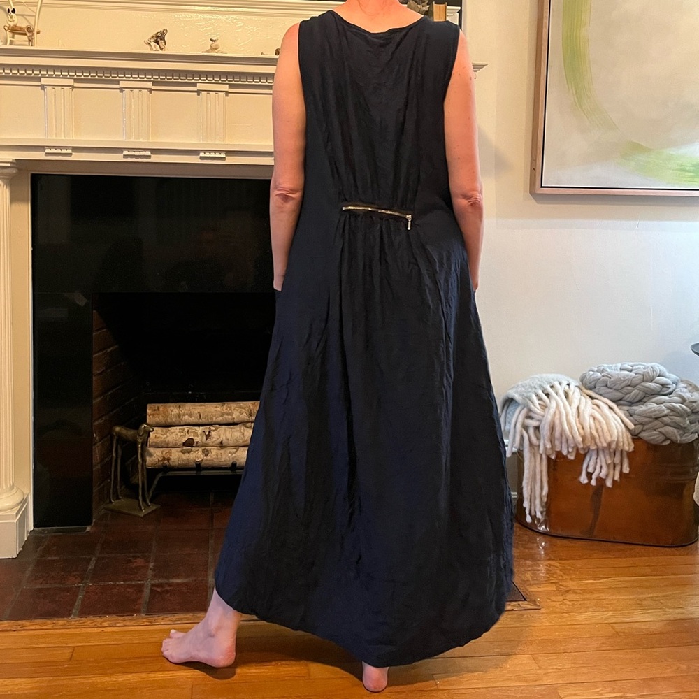 Kozan Navy Blue Maxi Dress w/ Zipper Detail